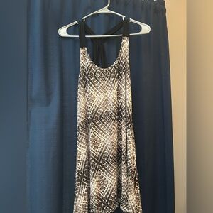 Black/White/Brown Patterned Halter Dress